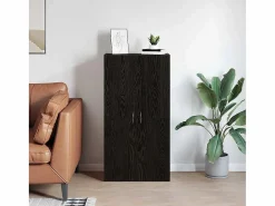Armario de oficina de roble negro de 60 x 32 x 115 cm de madera de ingeniería^ Discount