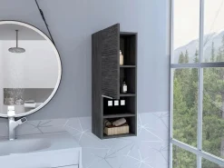 TuHome Columna De Baño|Armario de Pared baño Mila, con estantes , 81.71 cm X 29.97 cm X 25.50 cm , / plata