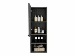 TuHome Columna De Baño|Armario de Pared baño Mila, con estantes , 81.71 cm X 29.97 cm X 25.50 cm , / plata