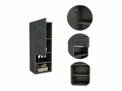 TuHome Columna De Baño|Armario de Pared baño Mila, con estantes , 81.71 cm X 29.97 cm X 25.50 cm , / plata