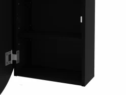 Vente-unique Armario de pared ovalado negra para el cuarto de baño con espejo, Ancho 48 x Alt. 60 x Prof. 15 cm, RURI Negro Discount