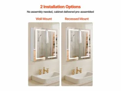 Armario de Pared para Baño SucceBuy Armario de Tocador con Espejo HD y LED de 3 Colores con Intensidad Variable, Función de Desempañado con Memoria, 65 x 65 cm Blanco Sale