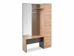 Armario de pasillo 122x190x37 cm aspecto natural industrial^ Outlet