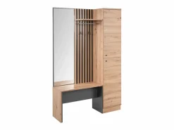 Armario de pasillo 122x190x37 cm aspecto natural industrial^ Outlet
