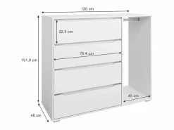 Vicco Muebles Niño|Armario de ropa para niños 120x48x101.9 ruben