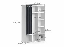 Vicco Muebles Niño|Armario de ropa para niños 105.8x38x178.1 luigi