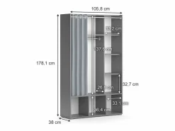 Vicco Armario de ropa para niños 105.8x38x178.1 luigi Gris Hot