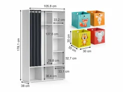 Vicco Armario de ropa para niños 105.8x38x178.1 luigi Blanco