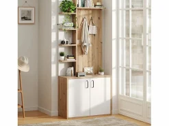 Armario de salón - 75 x 33 x 180 cm - con armario + zapatero - aglomerado - natural^Merax Sale