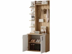 Armario de salón - 75 x 33 x 180 cm - con armario + zapatero - aglomerado - natural^Merax Sale