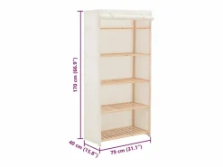 vidaxl Armario de tela 79x40x170 cm Blanco Best