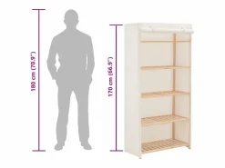 vidaxl Armario de tela 79x40x170 cm Blanco Best