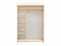vidaxl Armario de tela y madera de pino 110x40x170 cm Blanco Hot