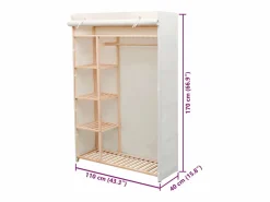 vidaxl Armario de tela y madera de pino 110x40x170 cm Blanco Hot
