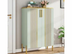 Tribesigns Armario de zapatos con 2 puertas, 70 x 35 x 100 cm, con 6 niveles y estantes ajustables, para 22 pares de zapatos Verde claro Sale