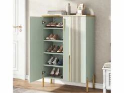 Tribesigns Armario de zapatos con 2 puertas, 70 x 35 x 100 cm, con 6 niveles y estantes ajustables, para 22 pares de zapatos Verde claro Sale