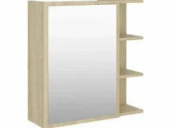 Armario espejo baño contrachapada color roble 62,5x20,5x64 cm ES844161 Marru00f3n Hot