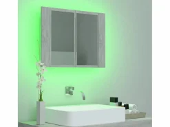 Mueble De Pared Para Baño|Armario espejo baño luz LED acrílico hormigón 60x12x45 cm ES236629