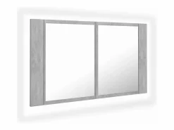 Armario espejo baño luz LED acrílico hormigón 80x12x45 cm ES751177^ Clearance