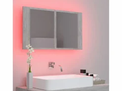 Armario espejo baño luz LED acrílico hormigón 80x12x45 cm ES751177^ Clearance