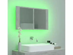 Armario espejo baño luz LED acrílico hormigón 80x12x45 cm ES751177^ Clearance