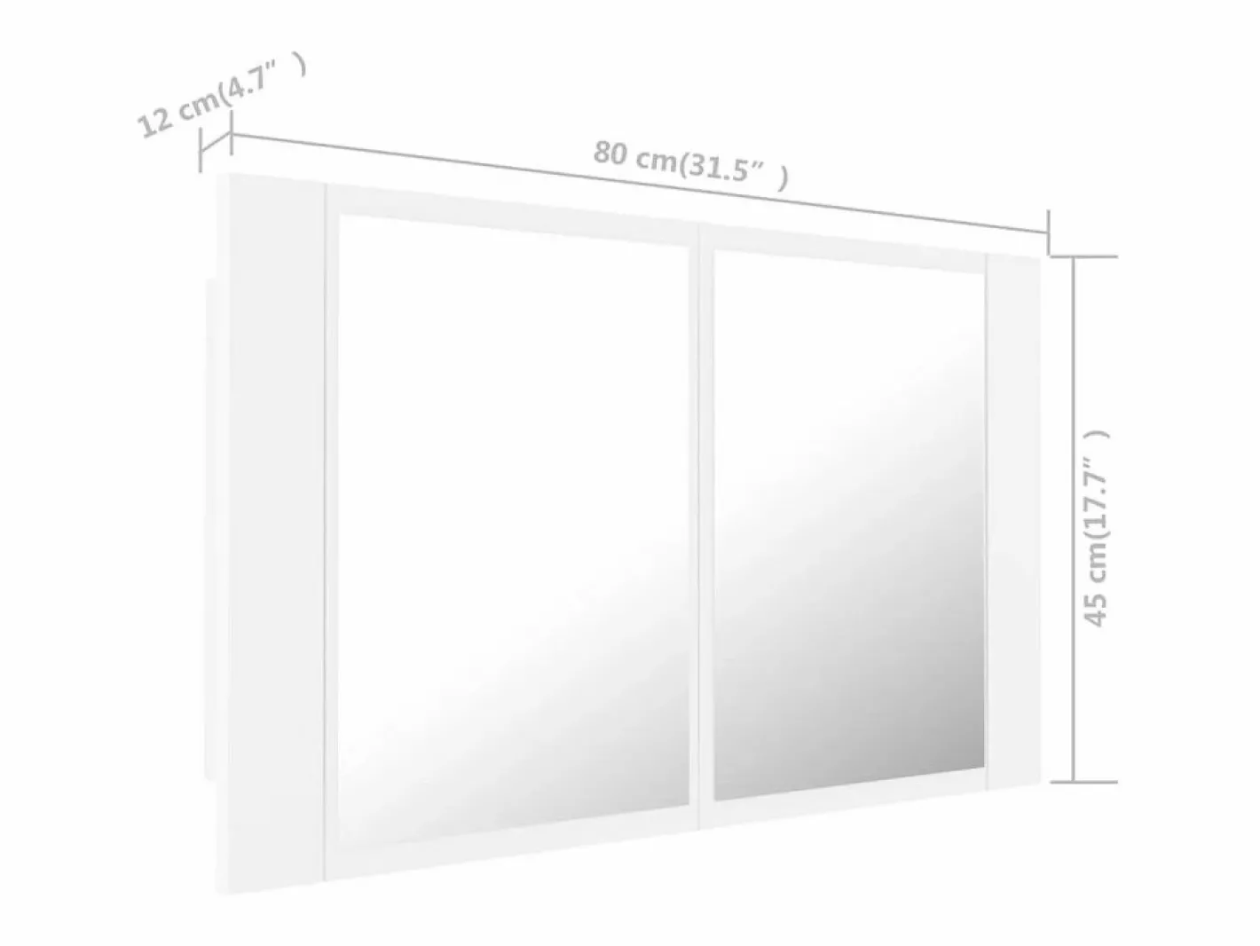 Armario espejo de baño con luz LED acrílico 80x12x45 cm^vidaxl Outlet