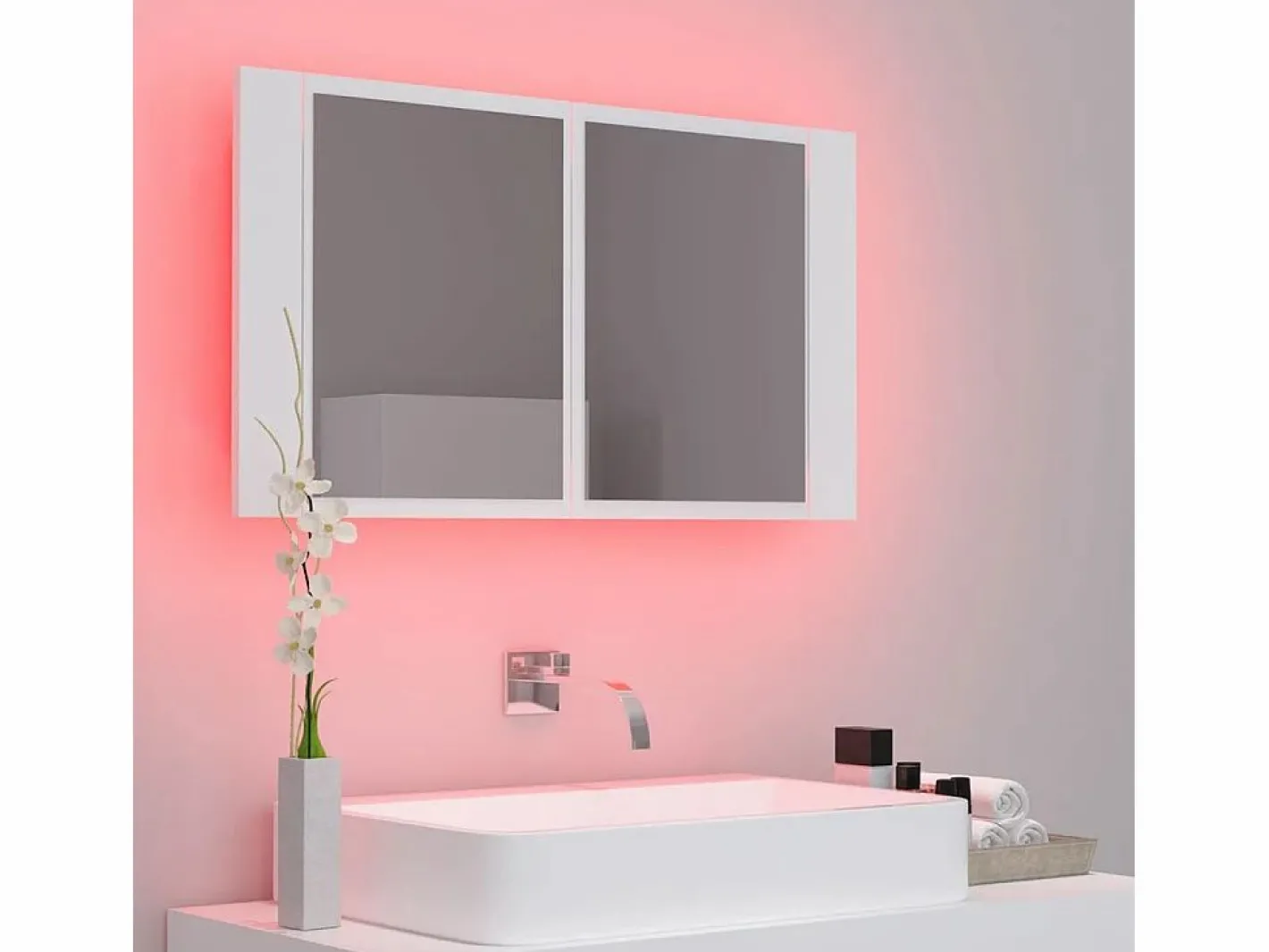 Armario espejo de baño con luz LED acrílico 80x12x45 cm^vidaxl Outlet