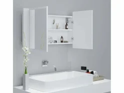 Armario espejo de baño con luz LED acrílico 80x12x45 cm^vidaxl Outlet
