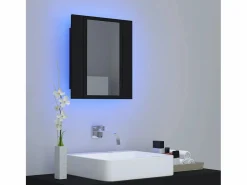 Armario espejo de baño con luz LED acrílico 40x12x45 cm ES874120 Negro New