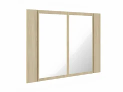 Armario espejo de baño LED acrílico roble Sonoma 60x12x45 cm ES265074 Marru00f3n Online