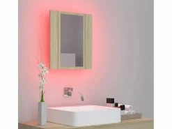 Armario espejo de baño LED acrílico roble Sonoma 40x12x45 cm ES578840^ Sale