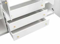 Vente-unique Armario esquinero 6 puertas y 3 cajones L311 cm en color - LIZANDRO Blanco New