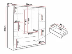 Vente-unique Armario esquinero 6 puertas y 3 cajones L311 cm en color - LIZANDRO Blanco New