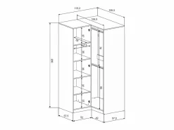Vente-unique Armario esquinero de 2 puertas L115 cm en color + elevación - LIZANDRO Blanco Hot