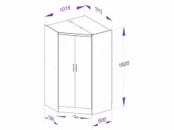 Vente-unique Armario|Armario esquinero de 8 puertas y 2 cajones L263 cm color natural - FEOVA