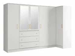 Armario esquinero de 6 puertas y 3 cajones con espejos L311 cm en color - LIZANDRO^Vente-unique Best