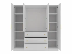 Armario esquinero de 6 puertas y 3 cajones con espejos L311 cm en color - LIZANDRO^Vente-unique Best