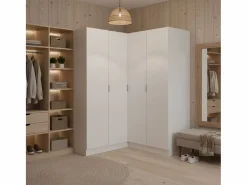 Armario esquinero Essen 4 puertas batientes 184x133x131 cm Blanco Hot