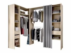 Vente-unique Armario Abierto, Vestidor|Armario esquinero extensible W164/214 cm Roble y gris GONTRAN