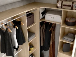 Vente-unique Armario Abierto, Vestidor|Armario esquinero extensible L164/234 cm roble y gris DORIAN