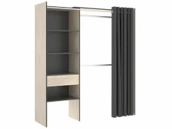 Vente-unique Armario esquinero extensible An. 164/214 cm Roble y antracita GONTRAN Gris antracita Online