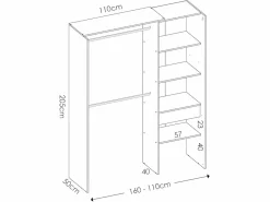 Vente-unique Armario esquinero extensible An. 164/214 cm Roble y antracita GONTRAN Gris antracita Online