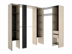 Vente-unique Armario esquinero extensible L164/234 cm Roble y antracita DORIAN Gris antracita Online