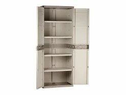 Armario exterior Titanium 2 puertas , 4 estantes regulables, resina 70x176x41 cm Beige Outlet
