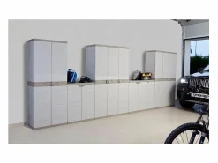 Armario exterior Titanium 2 puertas , 4 estantes regulables, resina 70x176x41 cm Beige Outlet