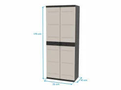 Armario De Jardín|Armario exterior Titanium 2 puertas 4 estantes regulables 70x176x41 cm