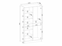 Armario Abierto, Vestidor|Armario: Platino / Vidrio Ranurado, 300 x 200 x 51 cm