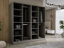 Armario Abierto, Vestidor|Armario: Platino / Vidrio Ranurado, 200 x 200 x 51 cm