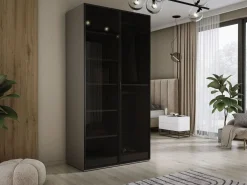 Armario: Gris Platino / Vidrio Antisol, 100 x 200 x 51 cm Negro Outlet