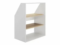 Vente-unique Armario Para Buhardilla|Mueble De Almacenaje|Armario inclinado para techo abuhardillado con 2 estantes blanco y natural - ADEZIO